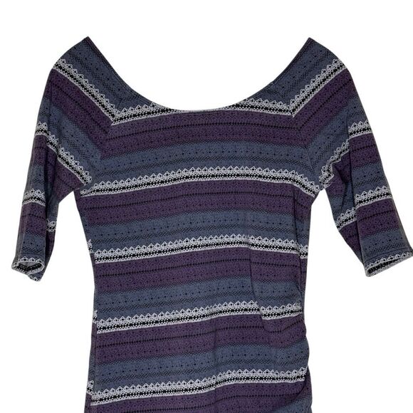 Free People Intimately Purple 3/4 Sleeve Mini Bodycon Dress Size M Scoop Back - Picture 5 of 11